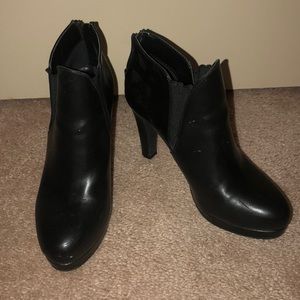 Black Heeled Leather Booties